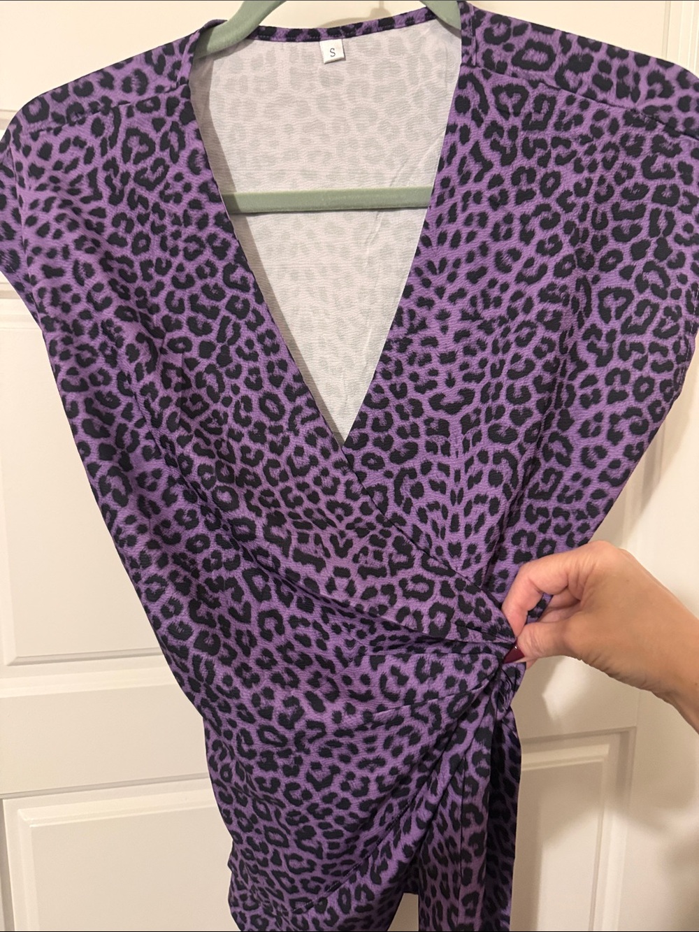 Amazon Purple and Black Leopard-Print Wrap Top